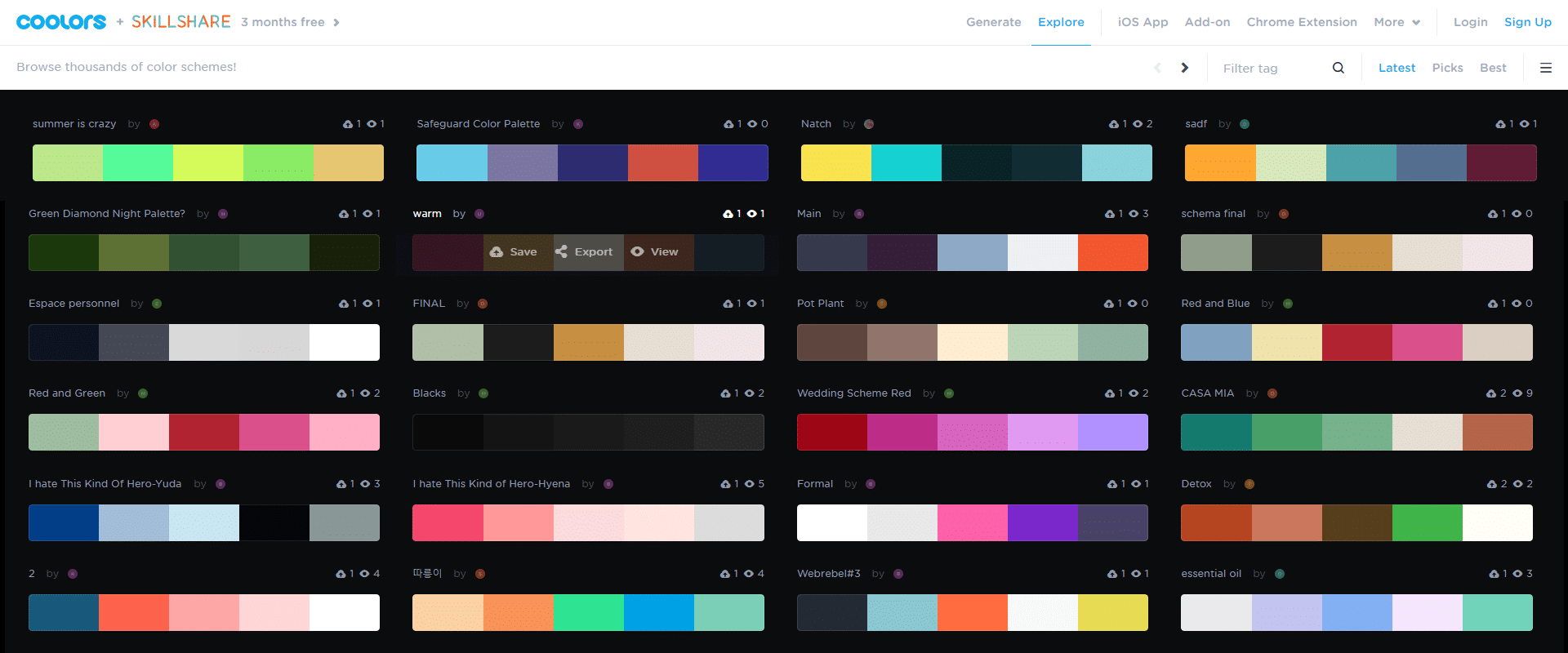 colors palette colori